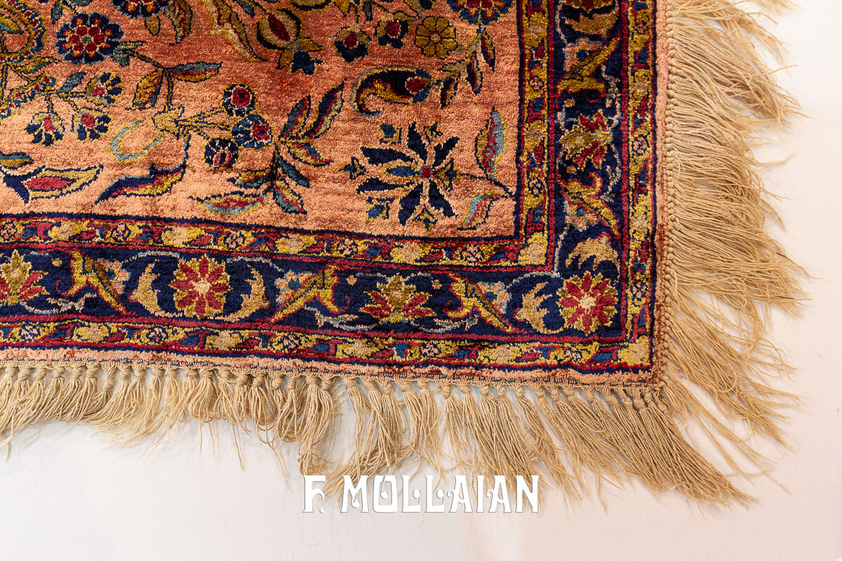 Tapis Kashan en Soie Couleur Saumon n°:195794